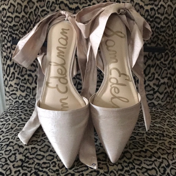 Sam Edelman gold silk flats - Picture 1 of 3